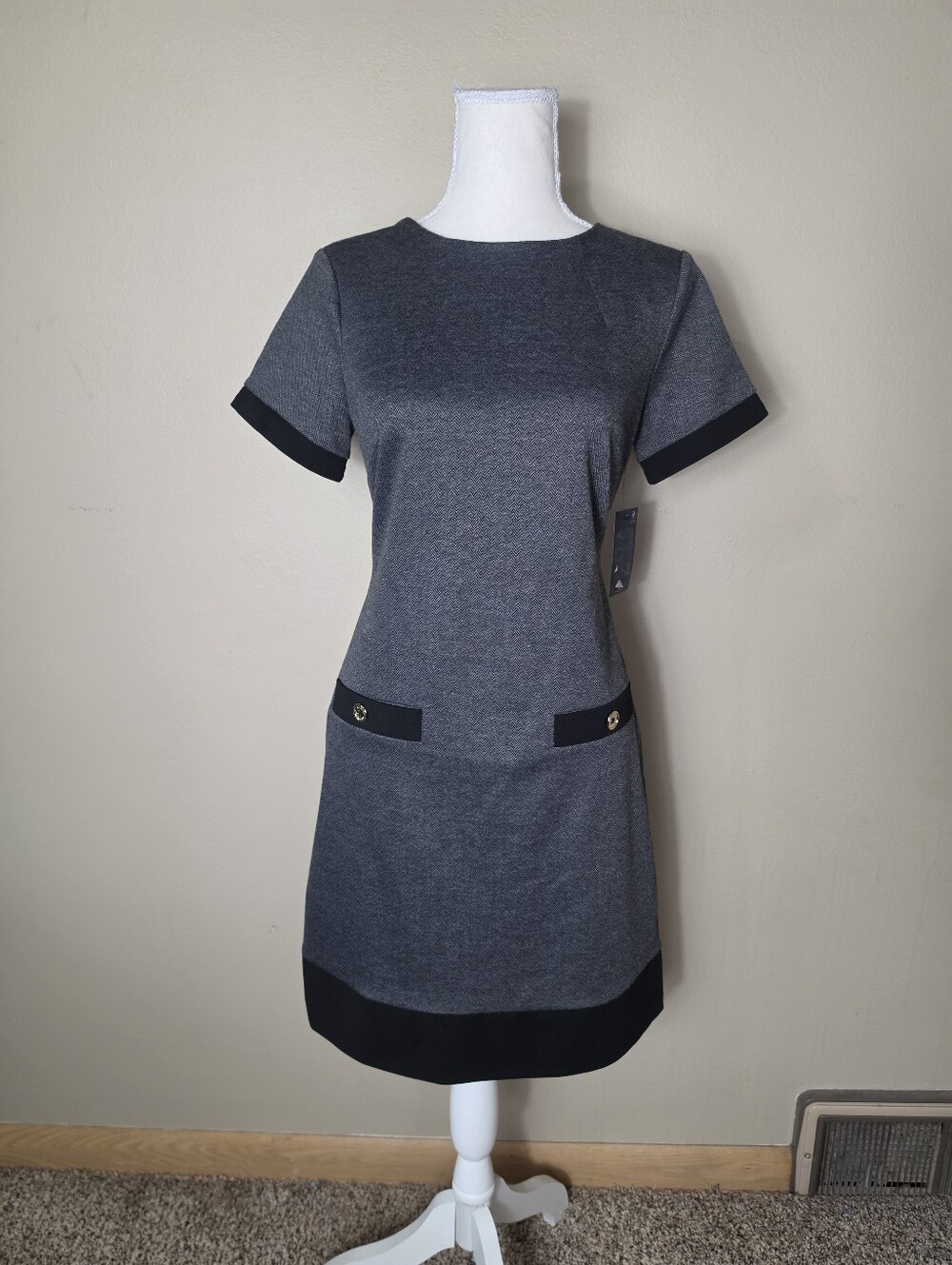 Tommy Hilfiger Gray Herringbone Shift Dress | Size 6 | NWT Career Work Dress